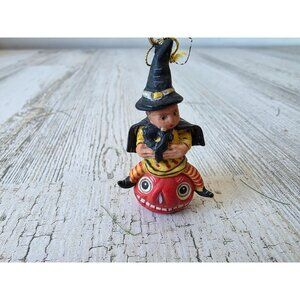 Dept 56 polliwoggs mini witch Halloween jack-o'-lantern cat ornament tree table